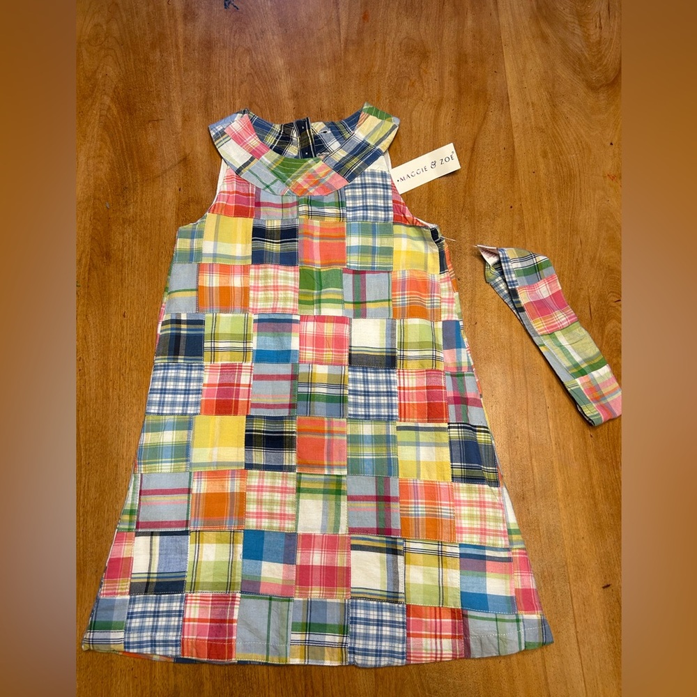Quilted pattern dress with matching headband